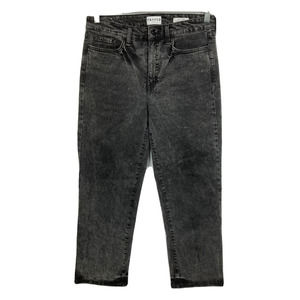 Frayed Jeans Womens Sz 29‎ Black Cotton Stretch High Rise Ankle Straight Acid